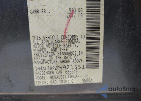 2015 Nissan Altima 2.5 S z USA, uszkodzony, nr VIN 1N4AL3AP2FN921551